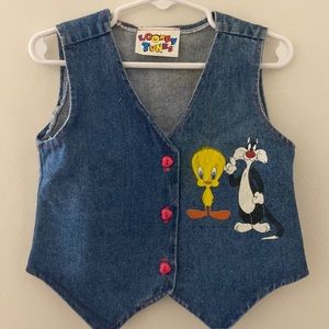 Vintage kids denim vest LOONEY TOONS